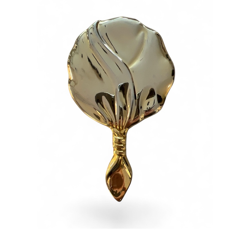 HAND MIRROR GODINGER Gold tone Sculpted Vanity Mini Purse